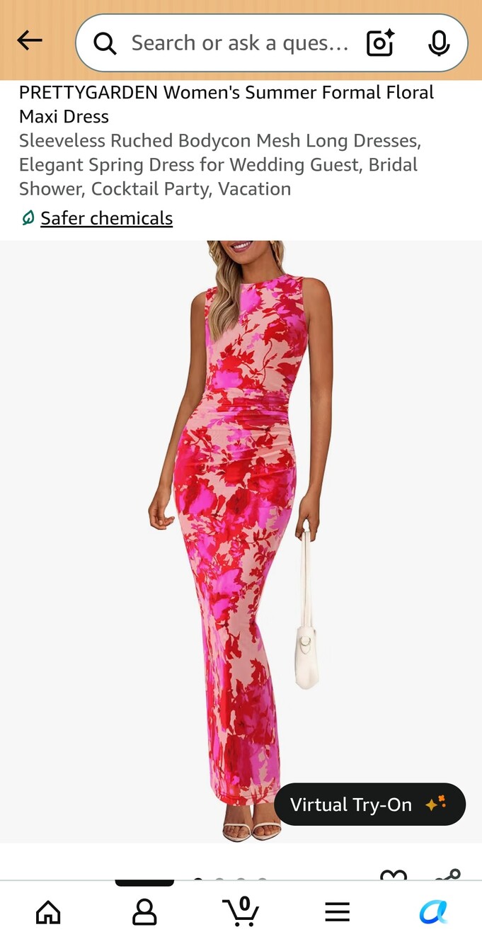 PrettyGarden Women's Floral Mesh Ruched Bodycon Midi Dress Red & Pink